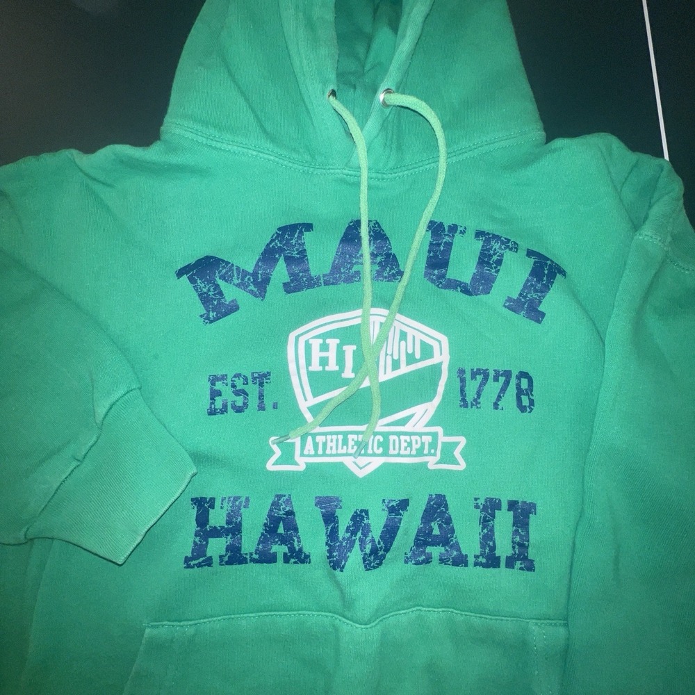 Authentic Life Apparel Hoodie Adult Medium Green Maui Hawaii Graphic Sweatshirt